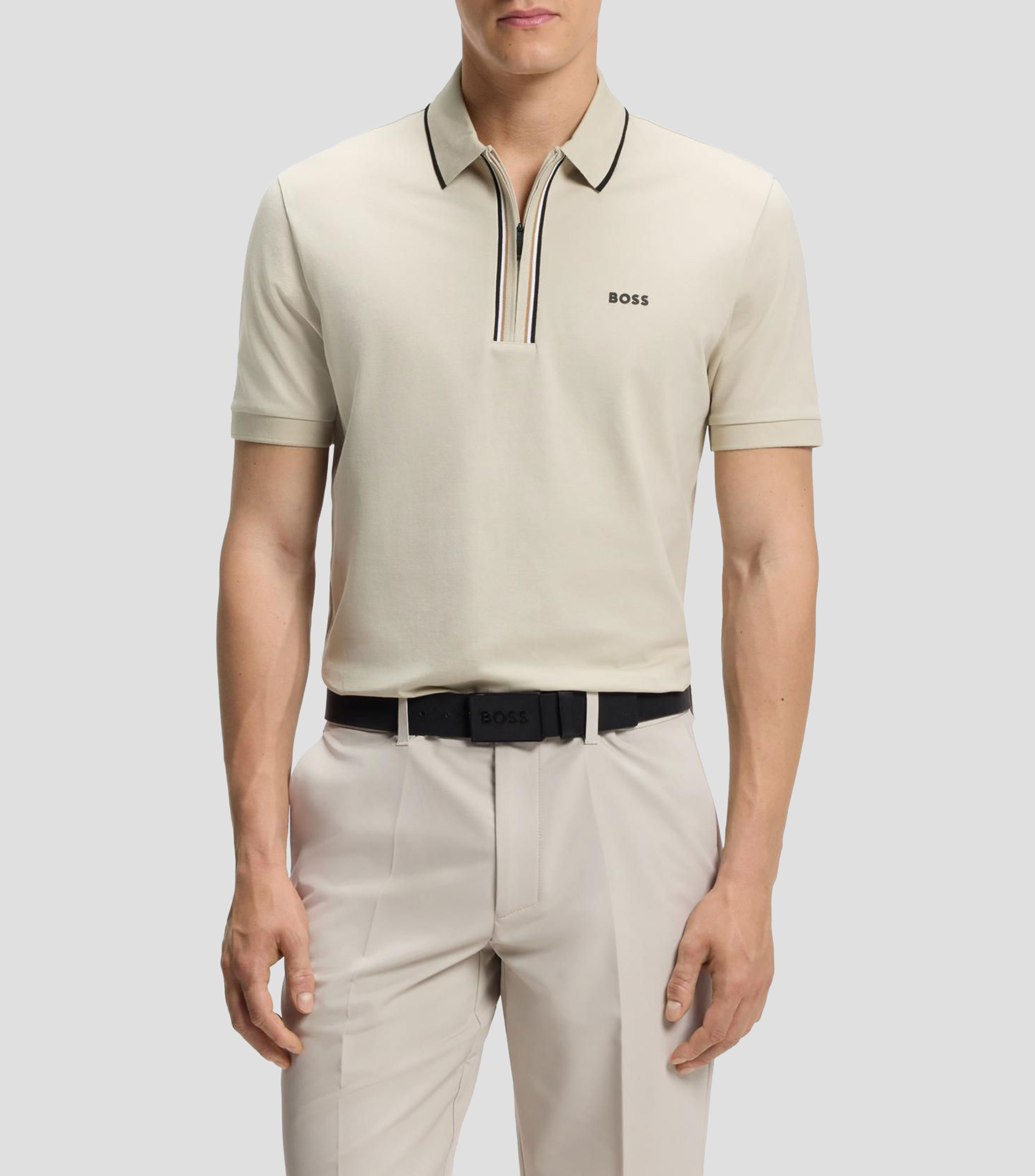 Playera tipo polo Active slim de algodón elástico con absorción de humedad Hombre